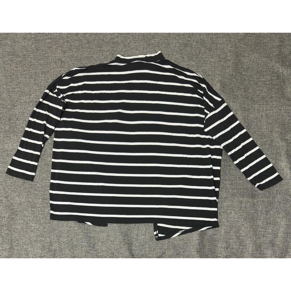 Hyfve Womens Medium Cardigan Black White Striped Open Back  17C552